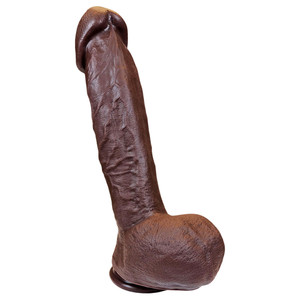 The Psychic by FUKENA - Realistic Dual Density Silicone Dildo, 8.75 Inch Insertable, 2.3 Inch Max Width, Dark Skin