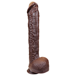 The Skydiver by FUKENA - Realistic Dual Density Silicone Dildo, 8.5 Inch Insertable, 1.85 Inch Max Width, Dark Skin
