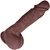 The Tease by FUKENA - Posable Realistic Dual Density Silicone Dildo with Balls & Suction Cup, 6.5 Inch Insertable, 1.8 Inch Max Width, Dark Skin