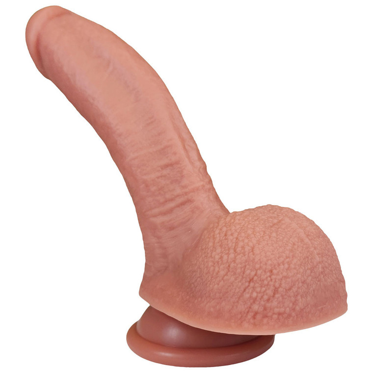 The Goalie (Ultra Soft) by FUKENA - Realistic Dual Density Silicone Dildo with Balls & Suction Cup, 5.25 Inch Insertable, 1.35 Inch Max Width, Light Skin