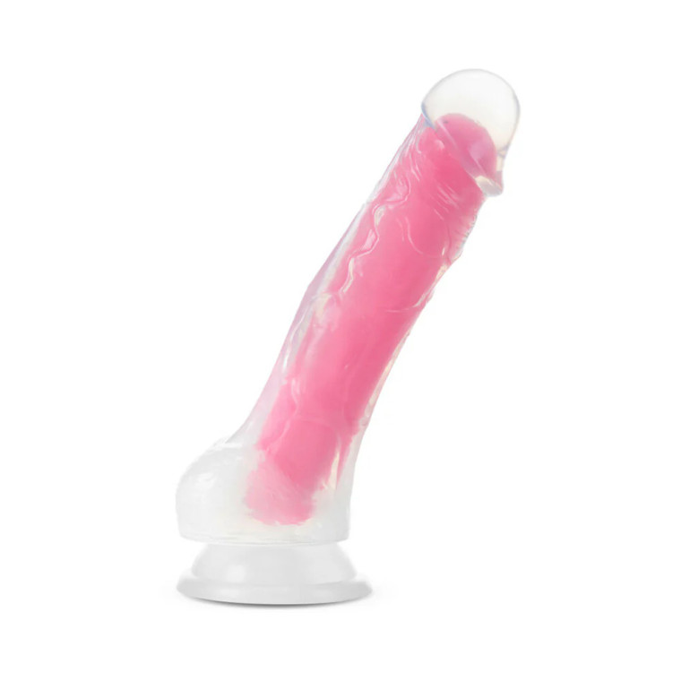 Blush Neo Elite Glow in the Dark Paradise Dual Density Silicone Dildo, 5.5 Inch Insertable, 1.5 Inch Max Width, Neon Pink