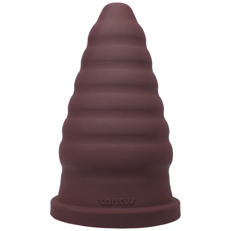 Tantus Cone Ripple Dildo, 7.9 Inch Insertable, 5.0 Inch Max Width, Garnet