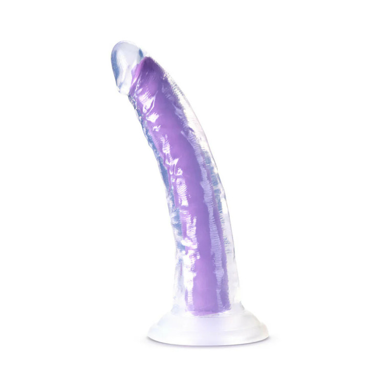Blush Neo Elite Glow in the Dark Dual Density Silicone Dildo, 7 Inch Insertable, 1.5 Inch Max Width, Neon Purple