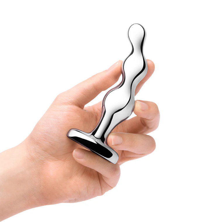 b-Vibe Stainless Steel Anal Beads, 4.55 Inch Insertable, 1.31 Inch Max Width