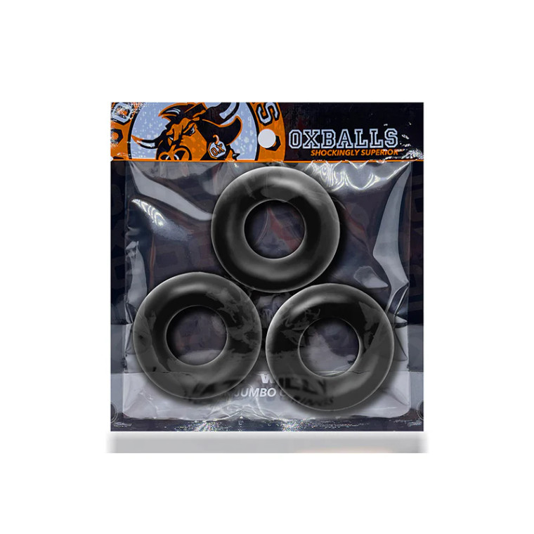OxBalls Fat Willy 3-Pack Jumbo Cock Rings FLEXtpr, Black