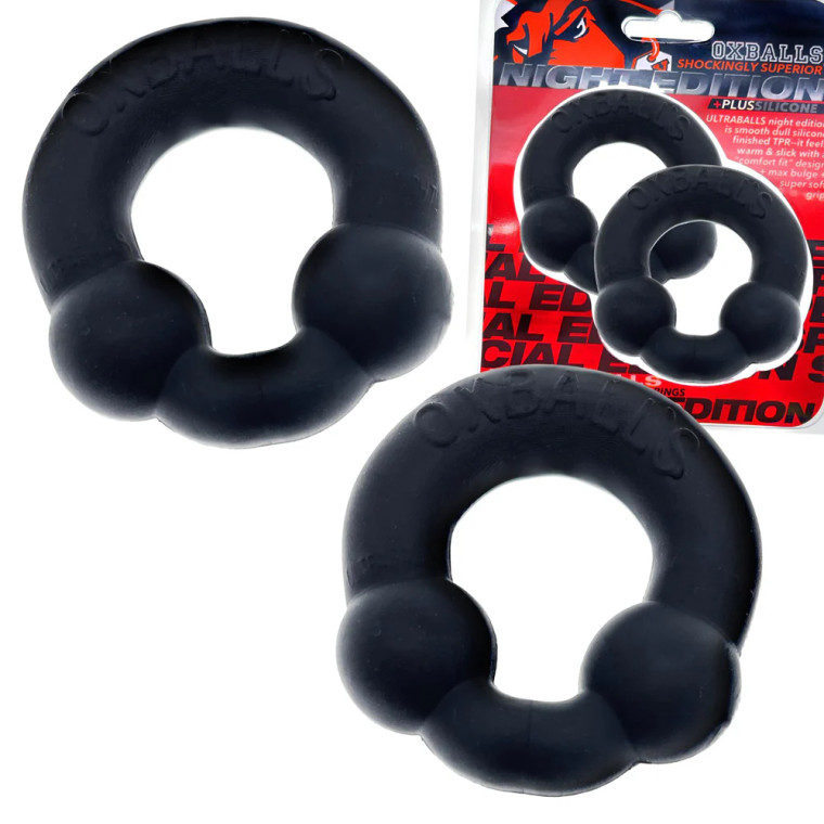 OxBalls Ultraballs 2-Pack Cock RingPlus+Silicone Special Edition, Night