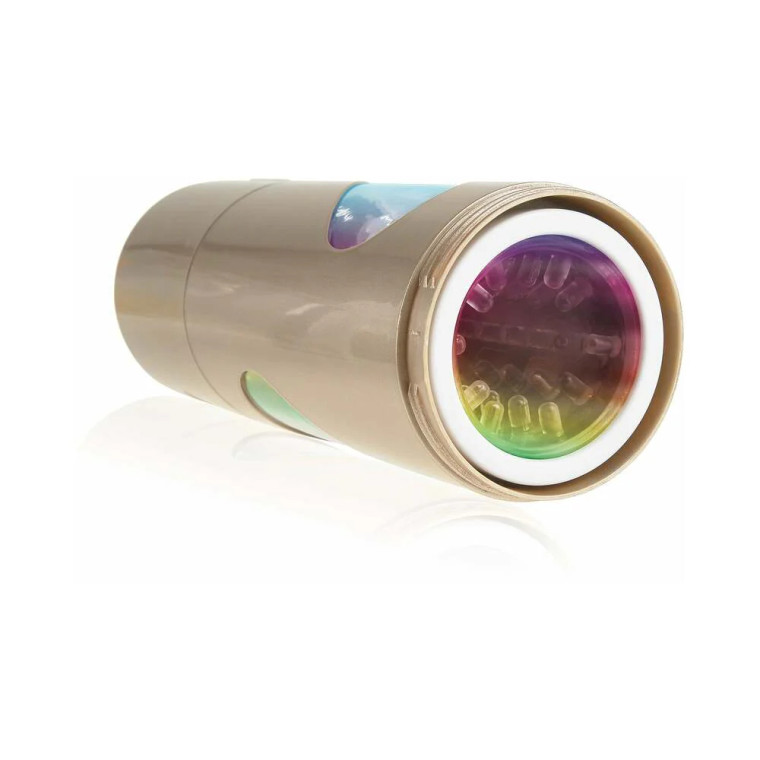 PDX Rechargeable Roto-Bator Ass Light-Up Rotating Stroker, Clear/Gold