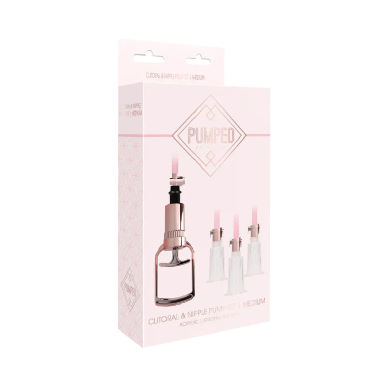Pumped 4-Piece Clitoral & Nipple Pump Kit, Medium, Rose