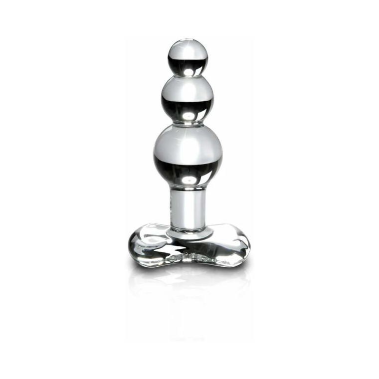 Icicles No. 47 Beaded 4 in. Glass Anal Plug,  3.75 Inch Insertable, 1.25 Inch Max Width, Clear