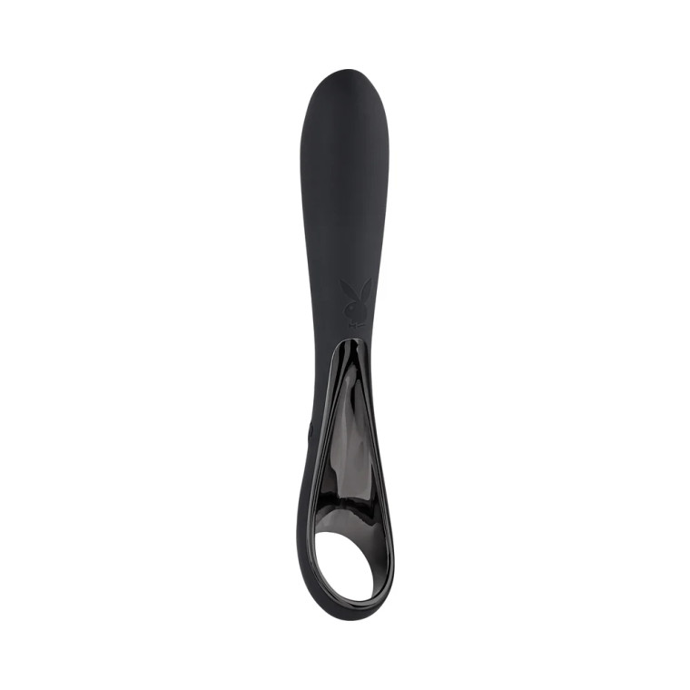 Playboy Ollo Rechargeable Silicone Vibrator with Ring Handle, Black