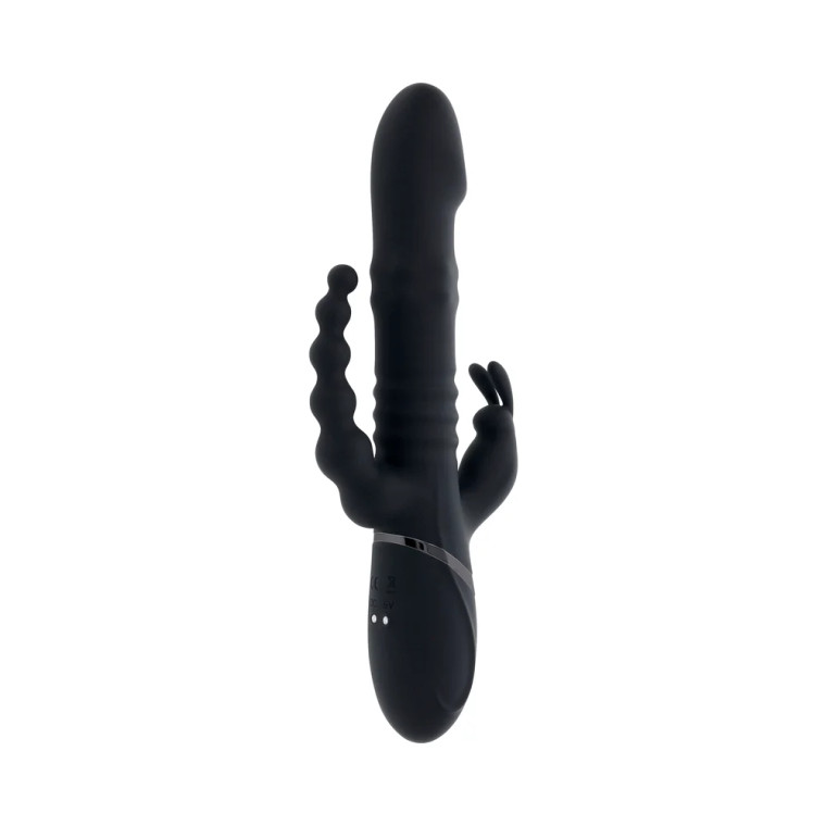 Playboy Big Bunny Energy Rechargeable Silicone Triple Stim Vibrator, Black