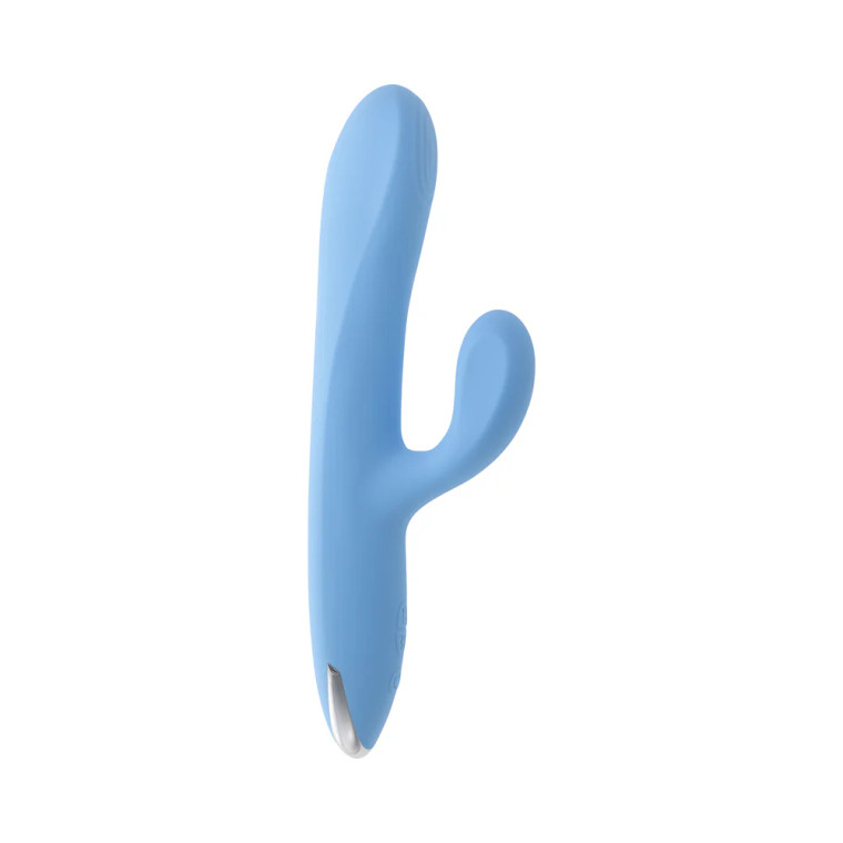 Playboy Up & Away Rechargeable Silicone Rabbit Vibrator, Blue