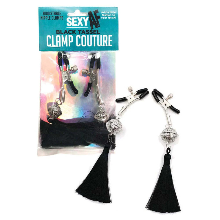 Sexy AF Nipple Clamps, Black Tassle