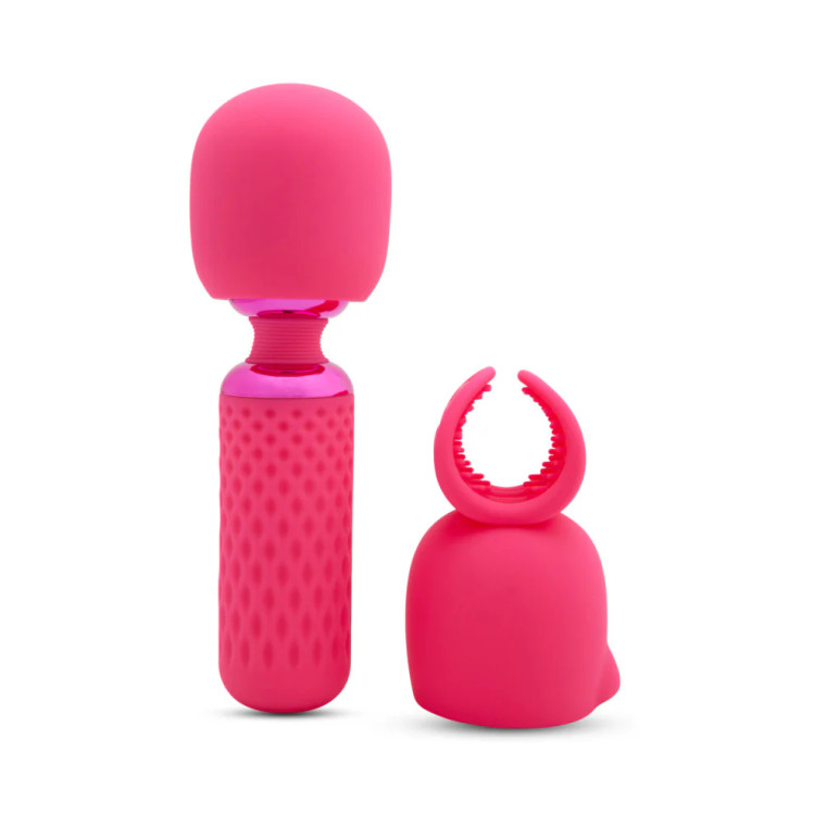 Nu Sensuelle Harlow Nubii Mini Wand with Penis Masturbator Attachment, Pink