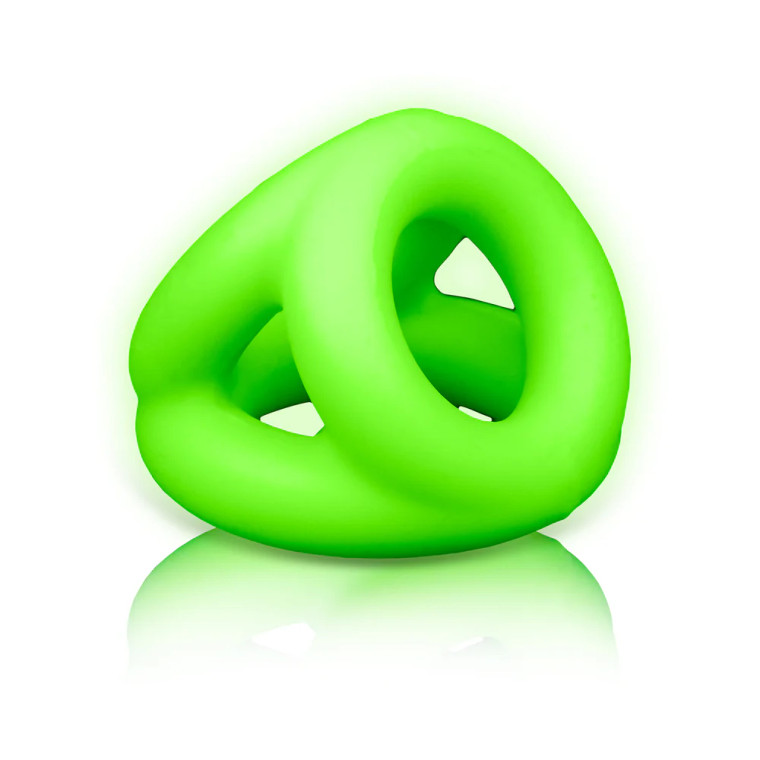 Ouch! Glow in the Dark Silicone Cock & Ball Sling, Neon Green