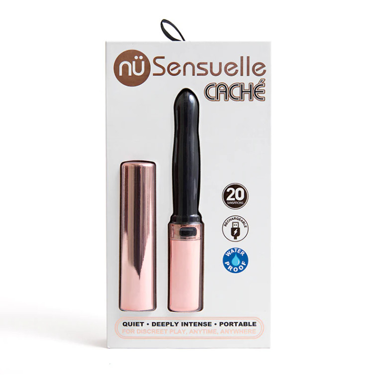 Nu Sensuelle Cache 20-Function Rechargeable Vibe, Rose Gold/Black