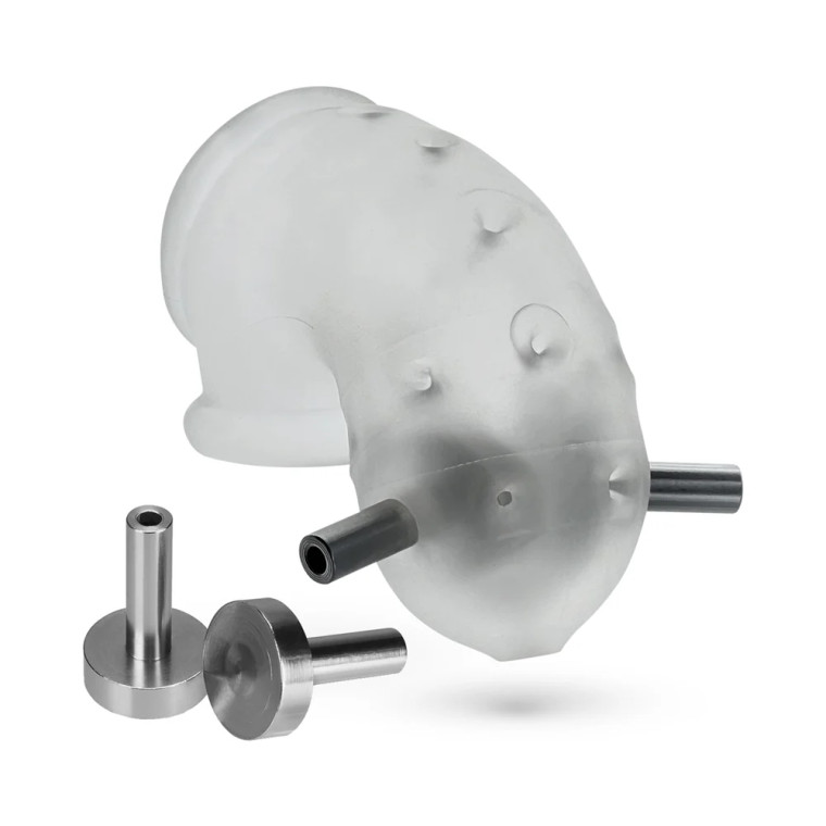 OxBalls Airlock Electro Air-Lite Vented Chastity, Clear Ice