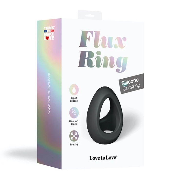 Love to Love Flux Ring Silicone Cock & Ball Ring, Noir