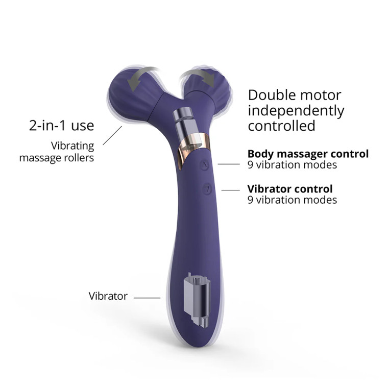 Love to Love Fireball Rechargeable Dual Ended Silicone Body Massager & Vibrator, Midnight Indigo