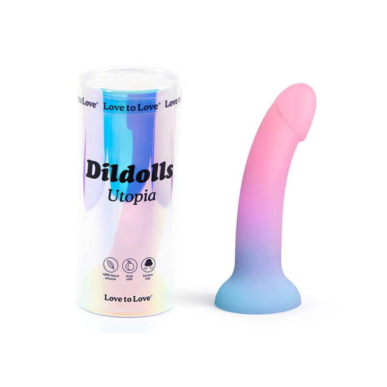 Love to Love Dildolls Utopia 7 in. Silicone Dildo, 5.83 Inch Insertable, 1.38 Inch Max Width, Gradient Pastels