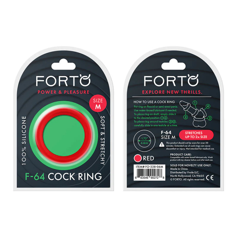 Forto F-64 Wide Liquid Silicone Cock Ring, Medium, Red