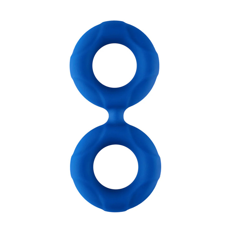 Forto F-81 Liquid Silicone Cock & Ball Double Ring, Small, Blue