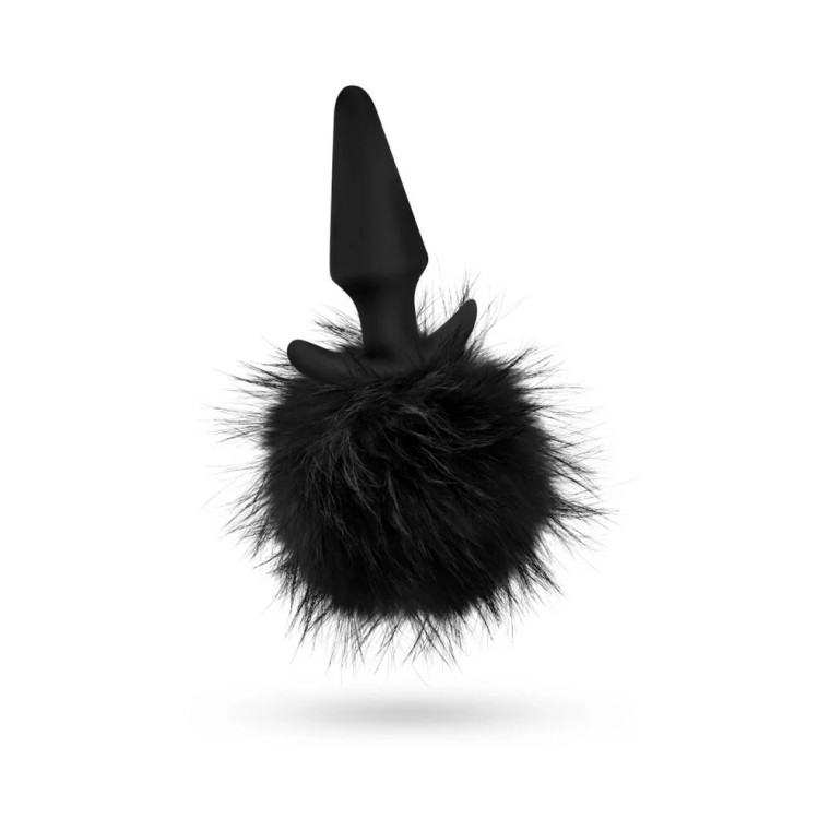 Anal Adventures Platinum Silicone Rabbit Tail Plug, Black