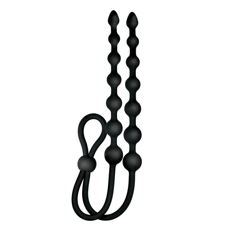 Ass-Sation Dual Silicone Anal Beads, Black