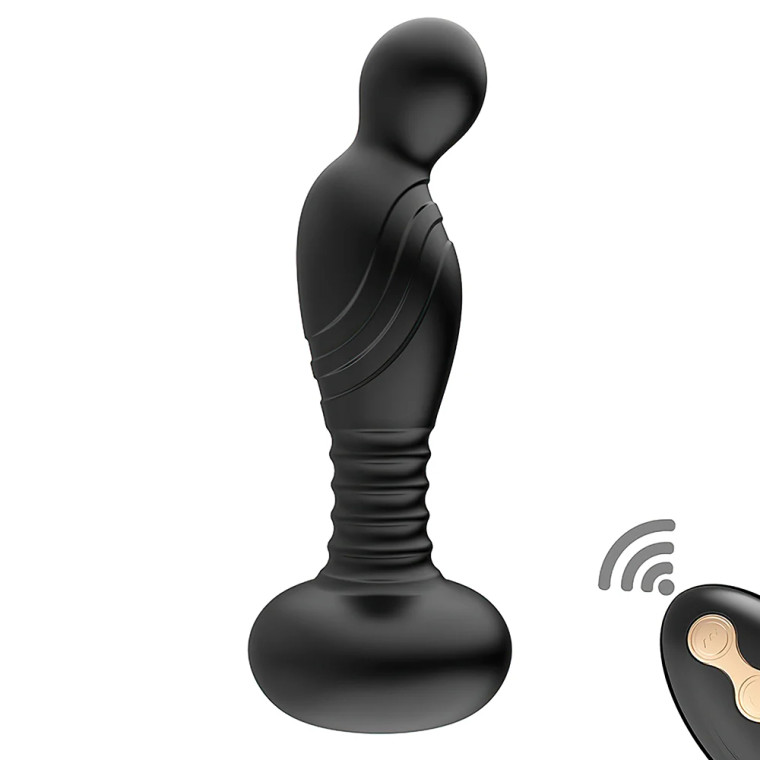 Ass-Sation Remote Vibrating P-Spot Plug, Black