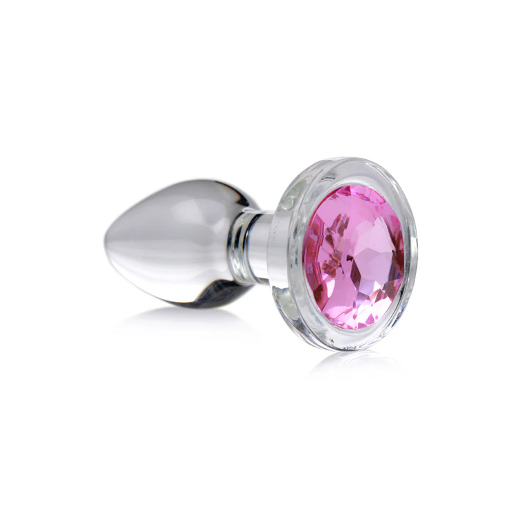 Booty Sparks Pink Gem Glass Anal Plug, Small