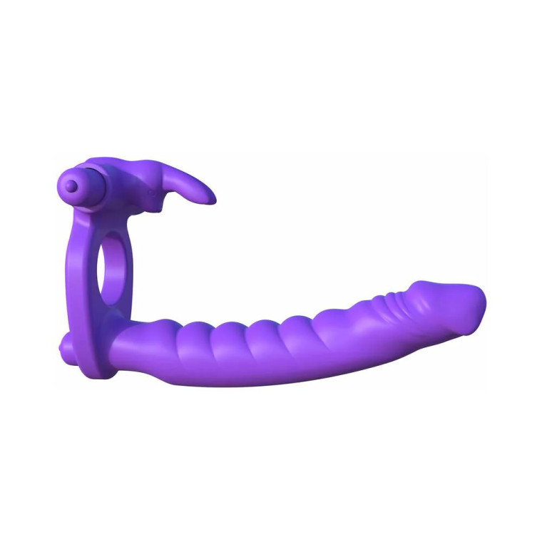 Fantasy C-Ringz Double Penetrator Vibrating Rabbit Dual Entry Cock Ring, Purple