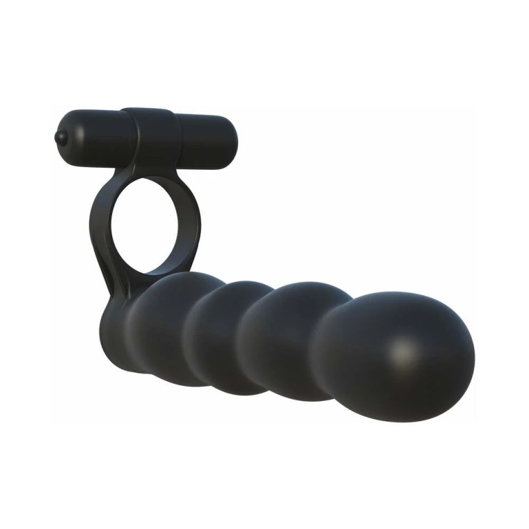 Fantasy C-Ringz Posable Partner Double Penetrator Vibrating Cock Ring, Black