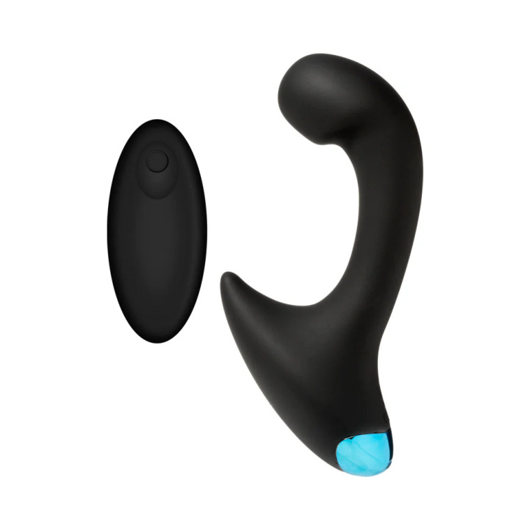 OptiMALE P-Curve Vibrating Prostate Massager with Remote, Black