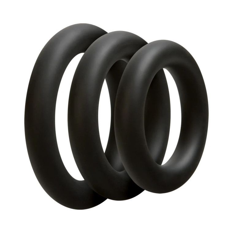 OptiMALE 3 Cock Ring Set, Thick, Black