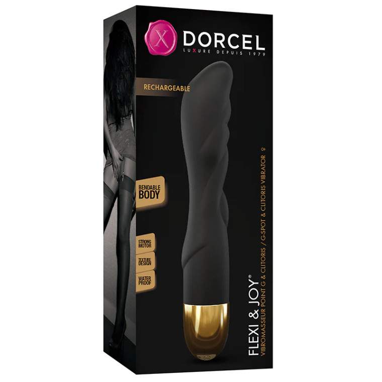 Dorcel Flexi & Joy Bendable Silicone G-Spot and Clitoris Vibrator, Black/Gold