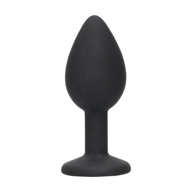 Ouch! Black & White Silicone Butt Plug With Removable Jewel, Black