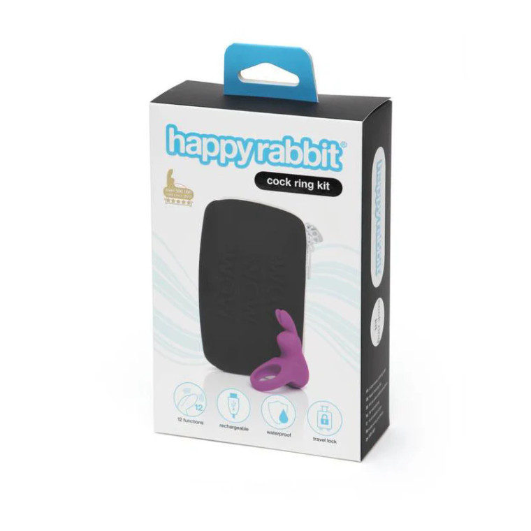 Happy Rabbit 2-Piece Rechargeable Silicone Cock Ring Kit, Purple