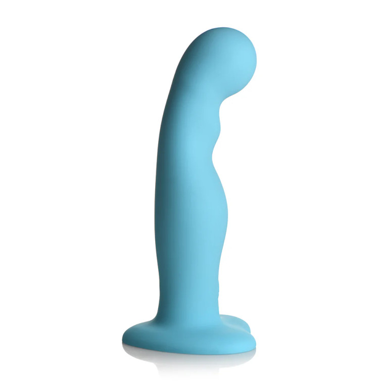 Simply Sweet Vibrating Thick Silicone Dildo with Remote, 6.5 Inch Insertable, 1.6 Inch Max Width, Blue