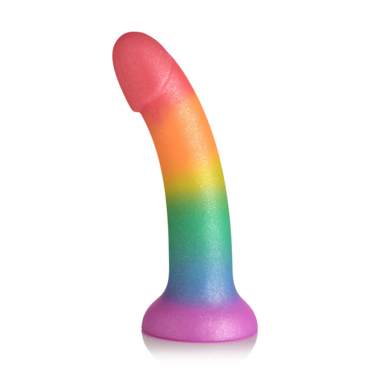 Simply Sweet Phallic Rainbow Dildo, 6.1 Inch Insertable, 1.5 Inch Max Width