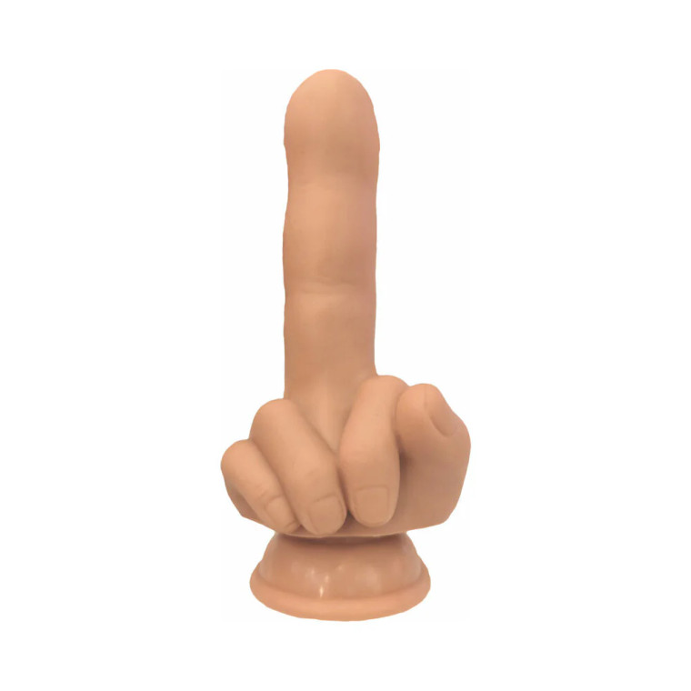 Finger Fest Flip Off Dildo, 5.3 Inch Insertable, 1.4 Inch Max Width, Beige