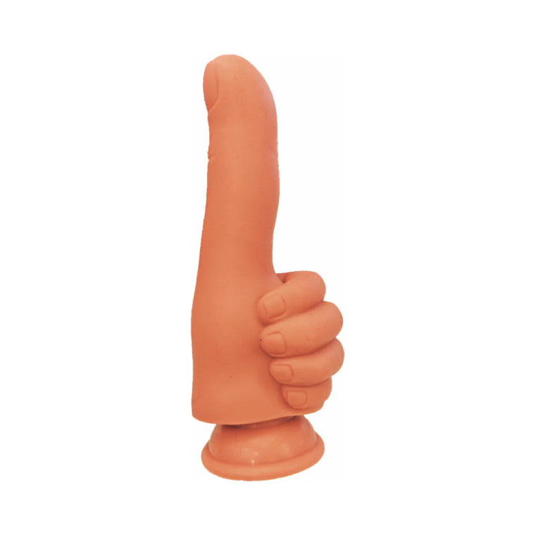 Finger Fest Thumbs Up Dildo, 4.3 Inch Insertable, 1.4 Inch Max Width, Tan