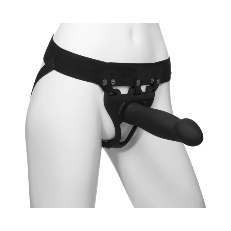 Doc Johnson Body Extensions Be Bold Hollow Bulbed Strap-On 2-Piece Set, 8.0 Inch Insertable, 2.0 Inch Max Width, Black