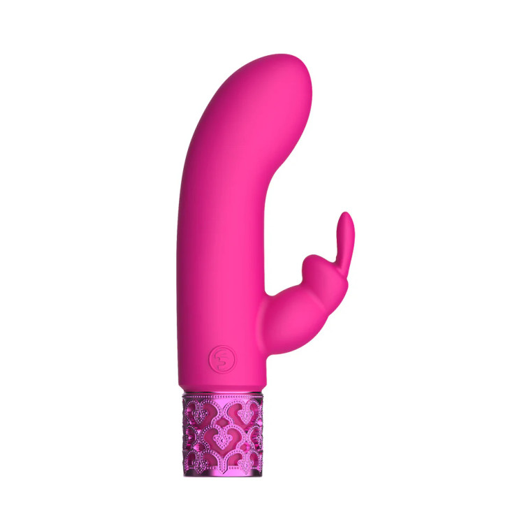 Royal Gems Dazzling Rechargeable Silicone Miniature Rabbit Vibrator, Pink