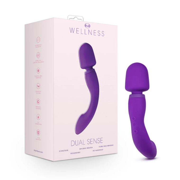 Blush Wellness Dual Sense Rechargeable Silicone Dual Ended G-Spot & Wand Vibrator, Purple