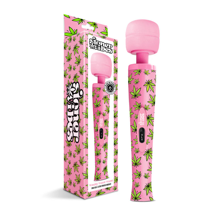 Stoner Vibes Wacky Weed Wand Massager, Pink Kush