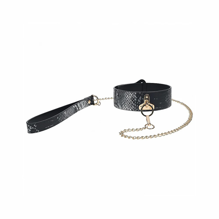 Ouch! International Florence Collection Collar with Leash, Black