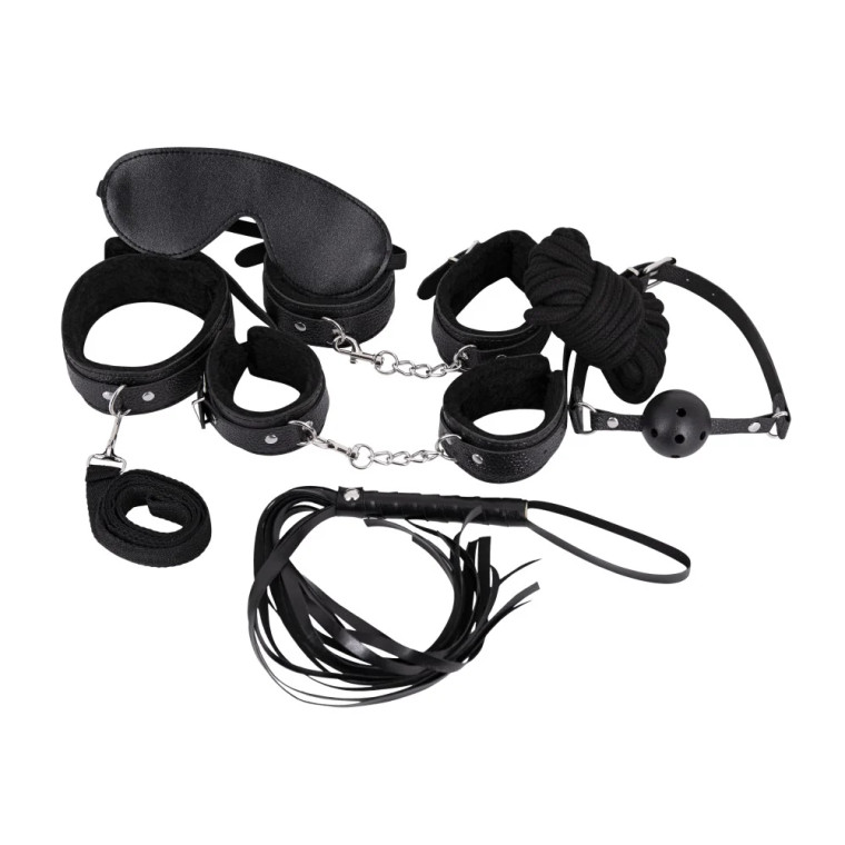 Male Power Leather 7-Pack Lite Bondage Set, Black