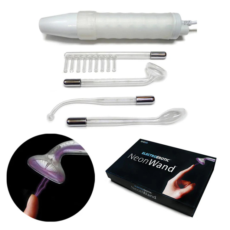 Kinklab ElectroErotic Neon Wand, White Handle, Purple Electrode