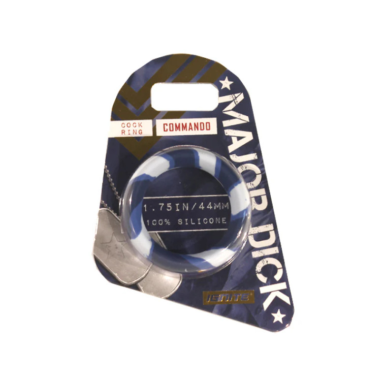 SI Novelties Major Dick Commando Cock Ring, Blue Camo, 1.75 Inch