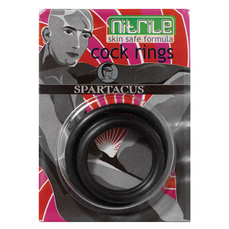 Spartacus Nitrile Cock Ring Set, Black